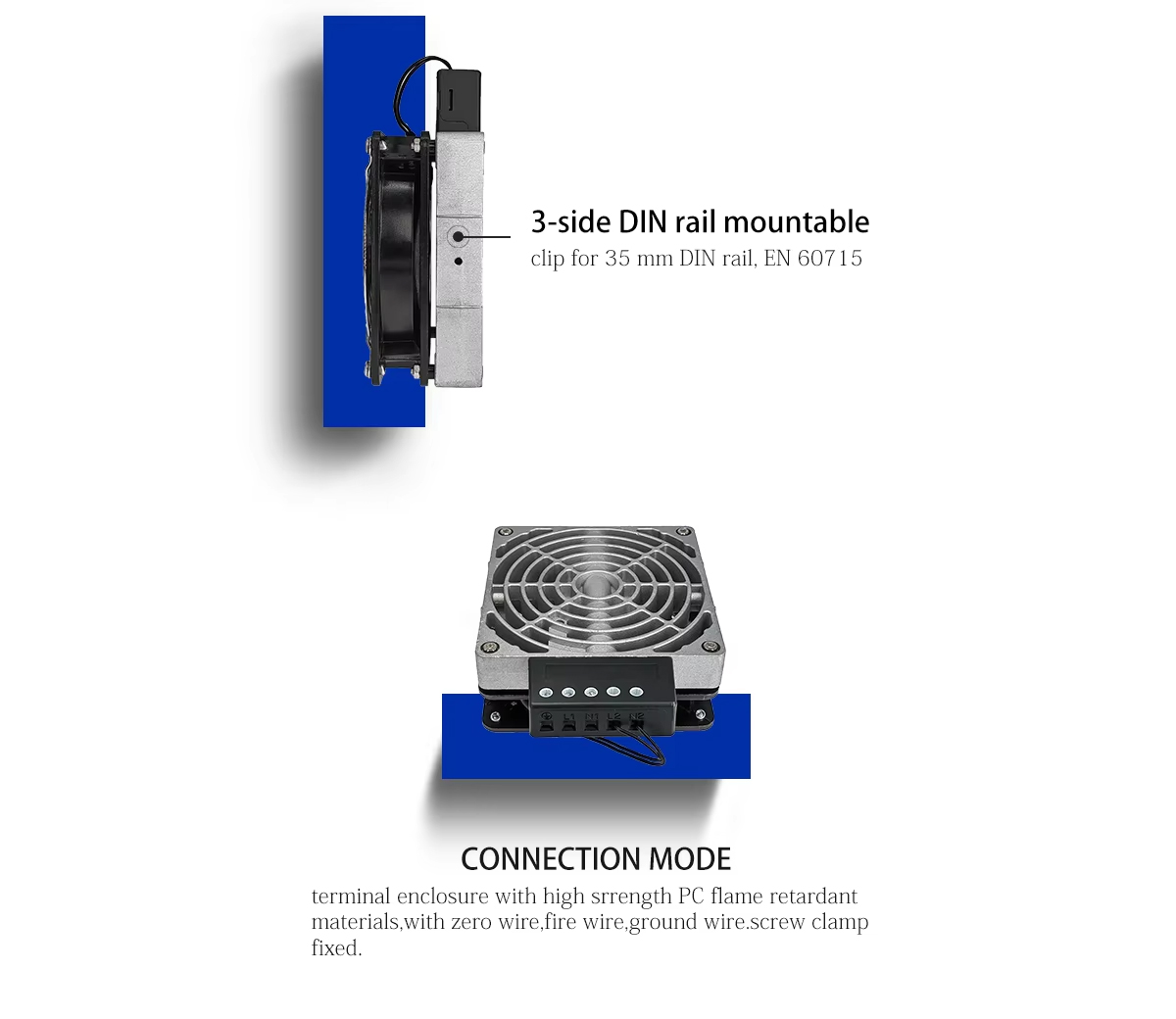 3-side DIN rail mountable