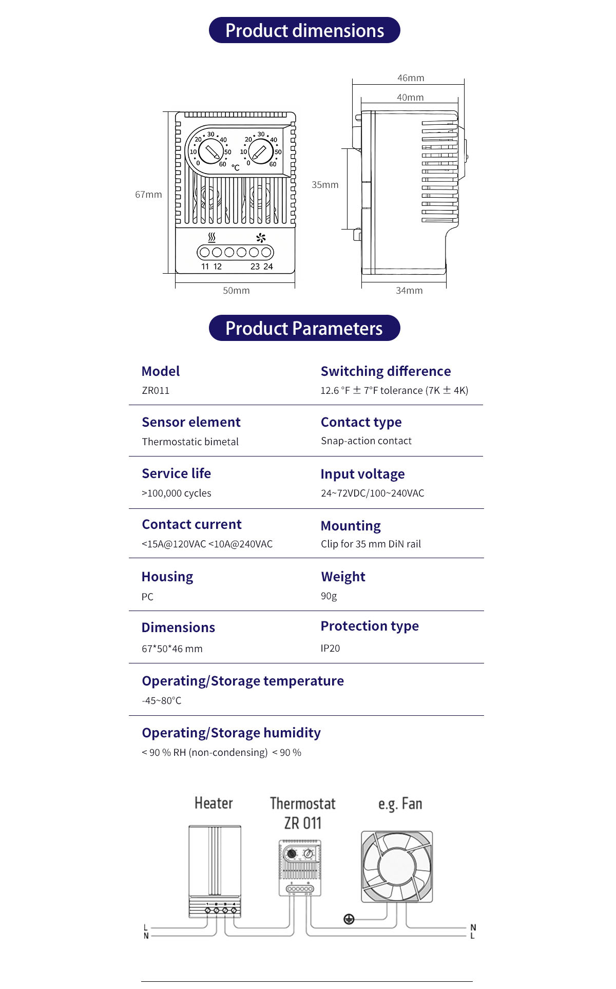 Product dimensions