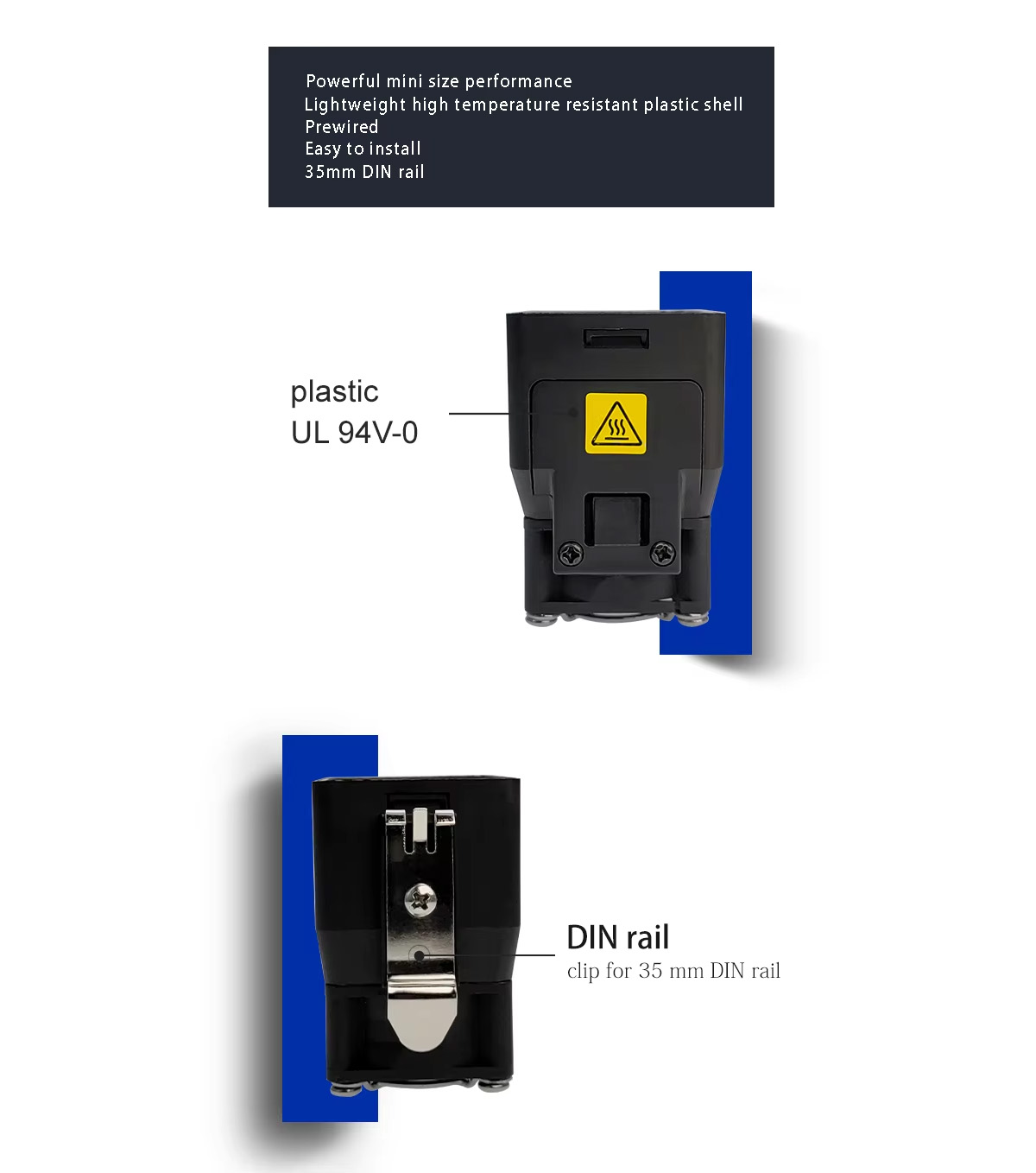 Mini device for DIN rail installation